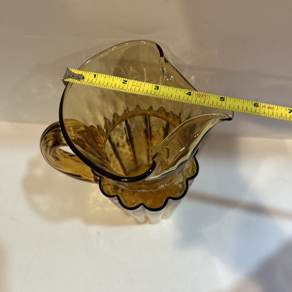 Vintage Yellow Glass Pitcher MCM 11.5" Tall - Picture 6 of 6